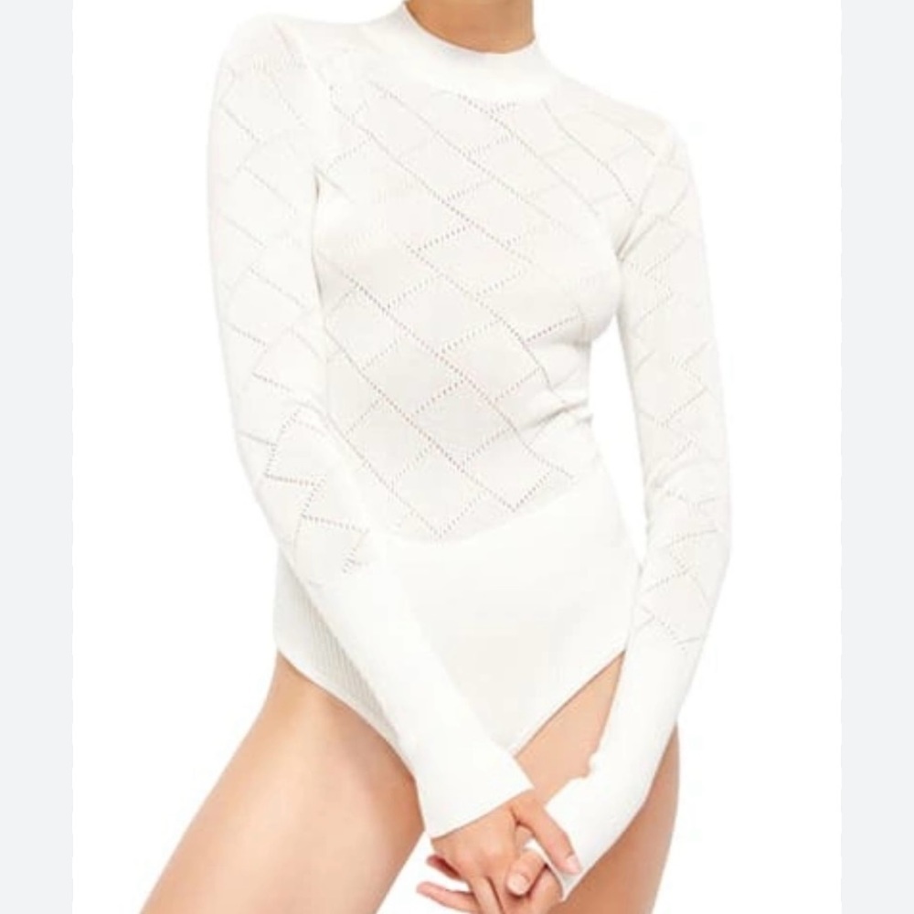 Free People Intimately Woman Argyle Sweater Bodysuit in Cream